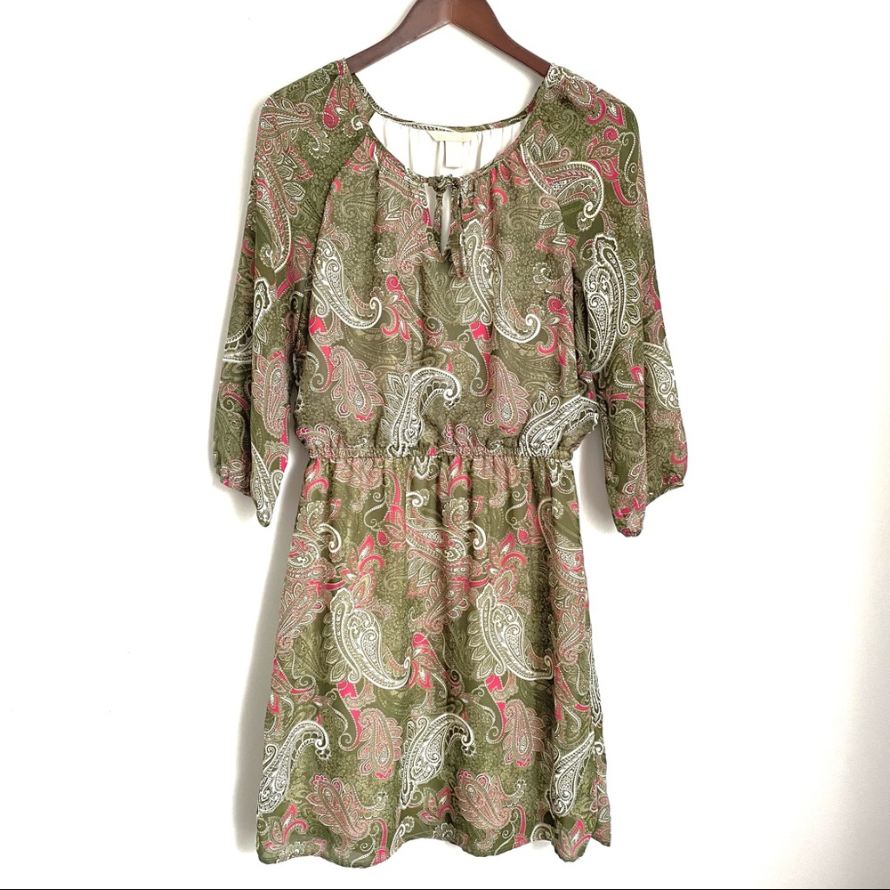 BANANA REPUBLIC Womens 6 Green 3/4 Sleeve Blouson Business Cocktail Dress SS5